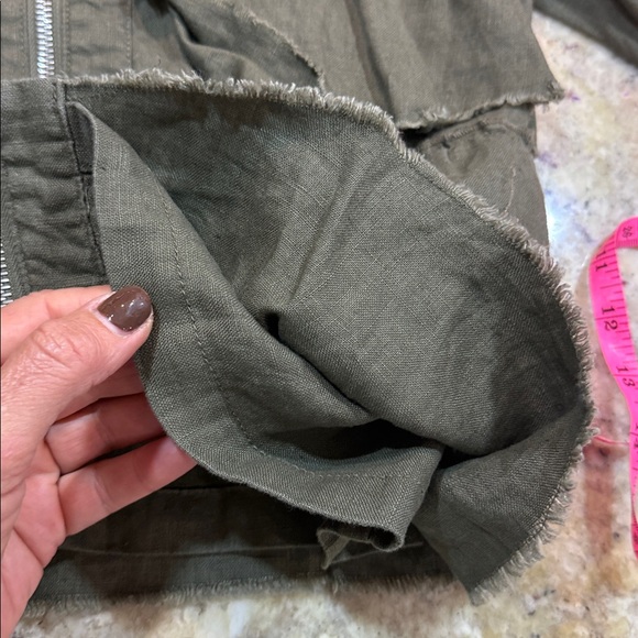 INC International Concepts Women’s Ruffled Linen Jacket olive green size small - Picture 9 of 12